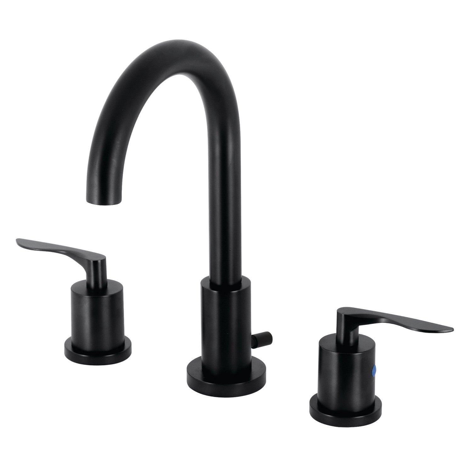 Kingston Tulare FSC8920SVL - Serena Two-Handle 3-Hole Deck Mount Widespread Bathroom Faucet with Brass Pop-Up, Matte Black — image 1